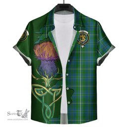 Scottish Hay Hunting Clan Tartan Crest with Thistle and Scotland Map Tartan Plaid Shirt Scottish Plaid Tartan Plaid - ScotsTee - scotstee.com