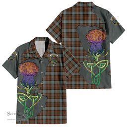 Scottish Ferguson Weathered Clan Tartan Crest with Thistle and Scotland Map Tartan Plaid Shirt Scottish Plaid Tartan Plaid - ScotsTee - scotstee.com