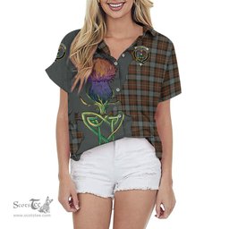 Scottish Ferguson Weathered Clan Tartan Crest with Thistle and Scotland Map Tartan Plaid Shirt Scottish Plaid Tartan Plaid - ScotsTee - scotstee.com