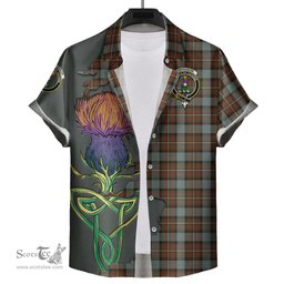 Scottish Ferguson Weathered Clan Tartan Crest with Thistle and Scotland Map Tartan Plaid Shirt Scottish Plaid Tartan Plaid - ScotsTee - scotstee.com