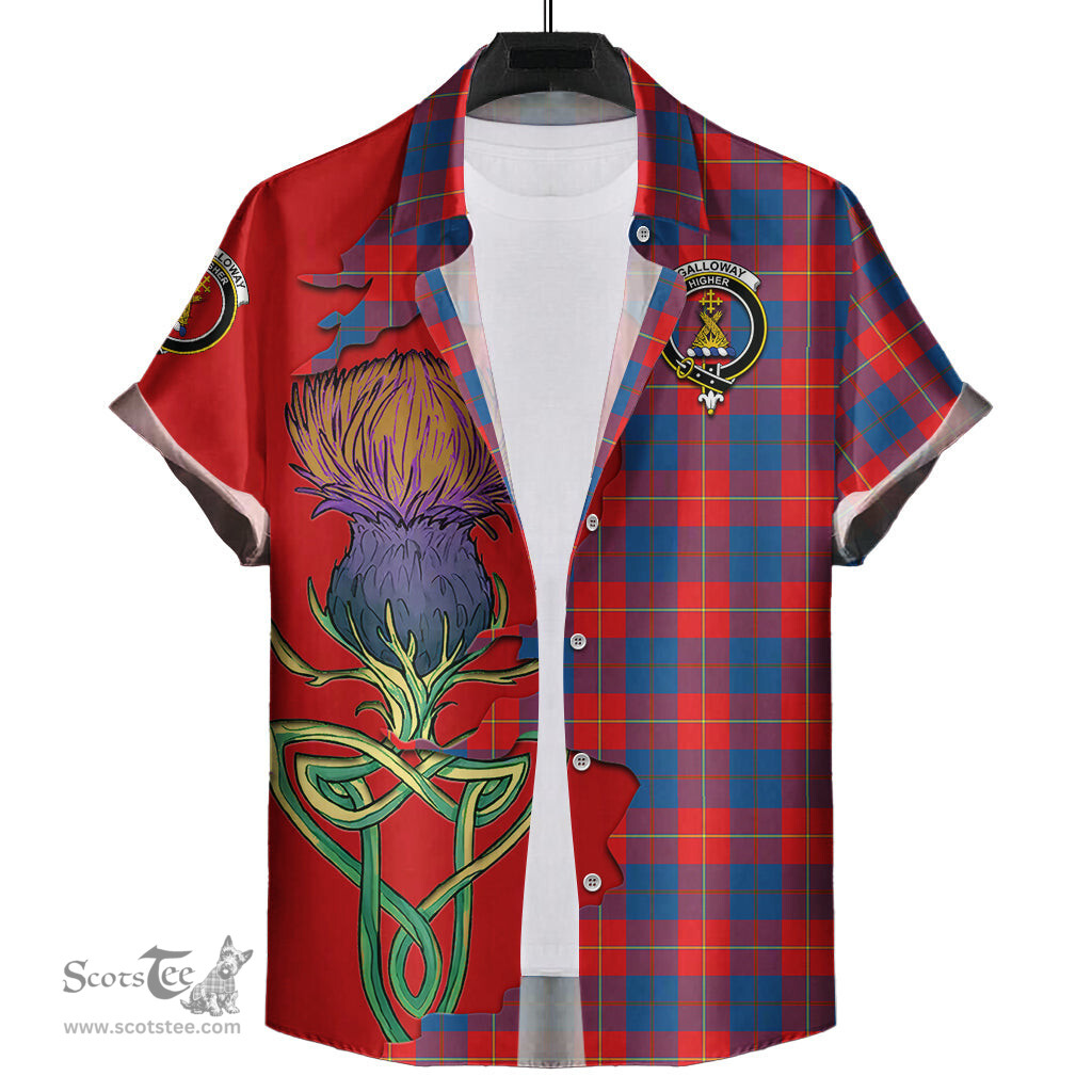 Scottish Galloway Red Clan Tartan Crest with Thistle and Scotland Map Tartan Plaid Shirt Scottish Plaid Tartan Plaid - ScotsTee - scotstee.com