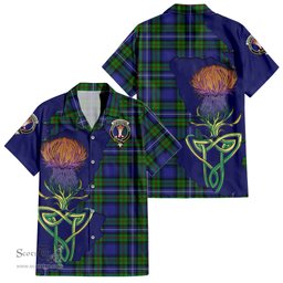 Scottish Donnachaidh Clan Tartan Crest with Thistle and Scotland Map Tartan Plaid Shirt Scottish Plaid Tartan Plaid - ScotsTee - scotstee.com