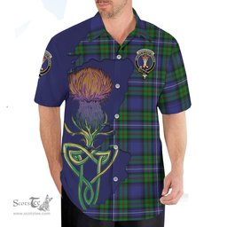Scottish Donnachaidh Clan Tartan Crest with Thistle and Scotland Map Tartan Plaid Shirt Scottish Plaid Tartan Plaid - ScotsTee - scotstee.com