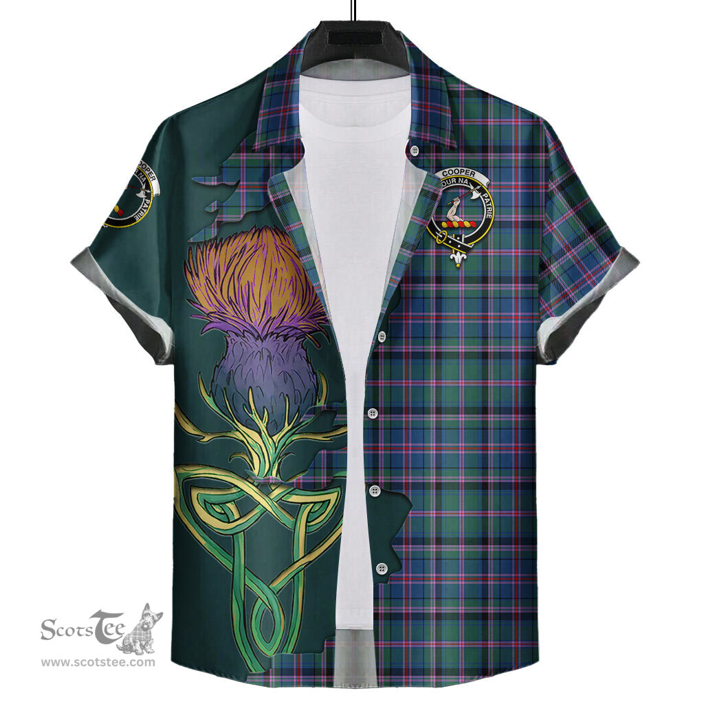 Scottish Cooper Clan Tartan Crest with Thistle and Scotland Map Tartan Plaid Shirt Scottish Plaid Tartan Plaid - ScotsTee - scotstee.com