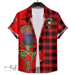 Scottish Cunningham Modern Clan Tartan Crest with Thistle and Scotland Map Tartan Plaid Shirt Scottish Plaid Tartan Plaid - ScotsTee - scotstee.com