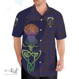Scottish Elliot Clan Tartan Crest with Thistle and Scotland Map Tartan Plaid Shirt Scottish Plaid Tartan Plaid - ScotsTee - scotstee.com