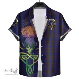 Scottish Elliot Clan Tartan Crest with Thistle and Scotland Map Tartan Plaid Shirt Scottish Plaid Tartan Plaid - ScotsTee - scotstee.com