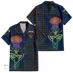 Scottish Fraser Hunting Ancient Clan Tartan Crest with Thistle and Scotland Map Tartan Plaid Shirt Scottish Plaid Tartan Plaid - ScotsTee - scotstee.com