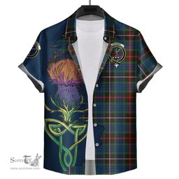 Scottish Fraser Hunting Ancient Clan Tartan Crest with Thistle and Scotland Map Tartan Plaid Shirt Scottish Plaid Tartan Plaid - ScotsTee - scotstee.com