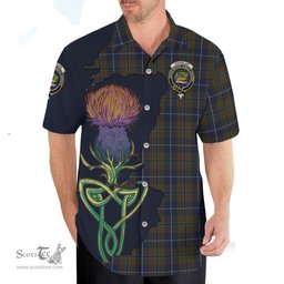 Scottish Douglas Brown Clan Tartan Crest with Thistle and Scotland Map Tartan Plaid Shirt Scottish Plaid Tartan Plaid - ScotsTee - scotstee.com