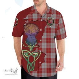Scottish Erskine Red Clan Tartan Crest with Thistle and Scotland Map Tartan Plaid Shirt Scottish Plaid Tartan Plaid - ScotsTee - scotstee.com