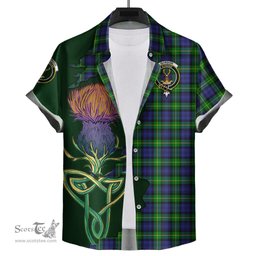 Scottish Gordon Modern Clan Tartan Crest with Thistle and Scotland Map Tartan Plaid Shirt Scottish Plaid Tartan Plaid - ScotsTee - scotstee.com
