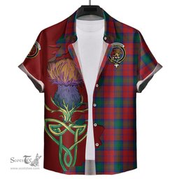 Scottish Fotheringham Modern Clan Tartan Crest with Thistle and Scotland Map Tartan Plaid Shirt Scottish Plaid Tartan Plaid - ScotsTee - scotstee.com