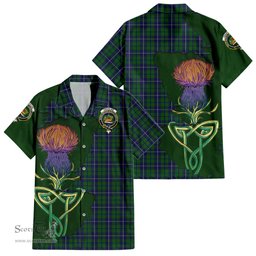 Scottish Douglas Green Clan Tartan Crest with Thistle and Scotland Map Tartan Plaid Shirt Scottish Plaid Tartan Plaid - ScotsTee - scotstee.com