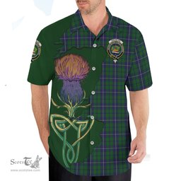 Scottish Douglas Green Clan Tartan Crest with Thistle and Scotland Map Tartan Plaid Shirt Scottish Plaid Tartan Plaid - ScotsTee - scotstee.com