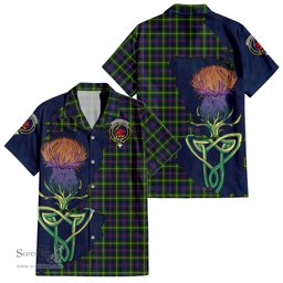Scottish Farquharson Modern Clan Tartan Crest with Thistle and Scotland Map Tartan Plaid Shirt Scottish Plaid Tartan Plaid - ScotsTee - scotstee.com