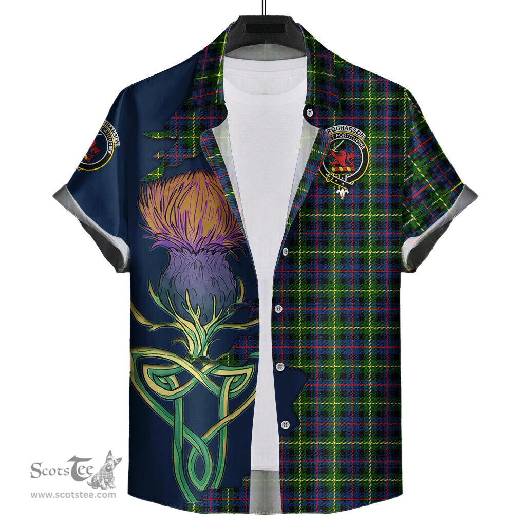 Scottish Farquharson Modern Clan Tartan Crest with Thistle and Scotland Map Tartan Plaid Shirt Scottish Plaid Tartan Plaid - ScotsTee - scotstee.com