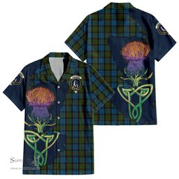Scottish Fletcher of Dunans Clan Tartan Crest with Thistle and Scotland Map Tartan Plaid Shirt Scottish Plaid Tartan Plaid - ScotsTee - scotstee.com