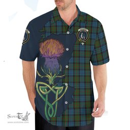 Scottish Fletcher of Dunans Clan Tartan Crest with Thistle and Scotland Map Tartan Plaid Shirt Scottish Plaid Tartan Plaid - ScotsTee - scotstee.com