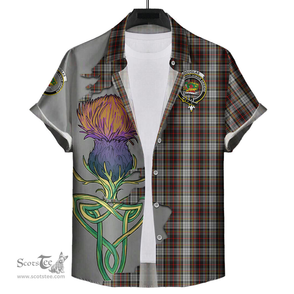 Scottish Douglas Ancient Dress Clan Tartan Crest with Thistle and Scotland Map Tartan Plaid Shirt Scottish Plaid Tartan Plaid - ScotsTee - scotstee.com