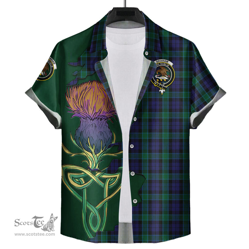 Scottish Graham of Menteith Clan Tartan Crest with Thistle and Scotland Map Tartan Plaid Shirt Scottish Plaid Tartan Plaid - ScotsTee - scotstee.com