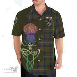 Scottish Fraser Hunting Clan Tartan Crest with Thistle and Scotland Map Tartan Plaid Shirt Scottish Plaid Tartan Plaid - ScotsTee - scotstee.com