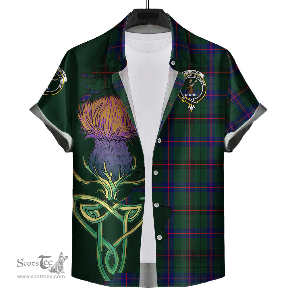 Scottish Davidson Modern Clan Tartan Crest with Thistle and Scotland Map Tartan Plaid Shirt Scottish Plaid Tartan Plaid - ScotsTee - scotstee.com