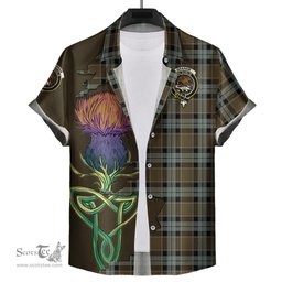 Scottish Graham of Menteith Weathered Clan Tartan Crest with Thistle and Scotland Map Tartan Plaid Shirt Scottish Plaid Tartan Plaid - ScotsTee - scotstee.com