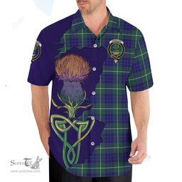Scottish Hamilton Hunting Modern Clan Tartan Crest with Thistle and Scotland Map Tartan Plaid Shirt Scottish Plaid Tartan Plaid - ScotsTee - scotstee.com