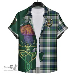 Scottish Gordon Dress Ancient Clan Tartan Crest with Thistle and Scotland Map Tartan Plaid Shirt Scottish Plaid Tartan Plaid - ScotsTee - scotstee.com
