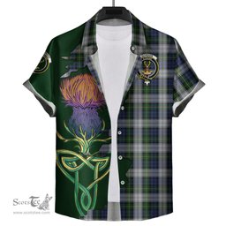 Scottish Gordon Dress Clan Tartan Crest with Thistle and Scotland Map Tartan Plaid Shirt Scottish Plaid Tartan Plaid - ScotsTee - scotstee.com