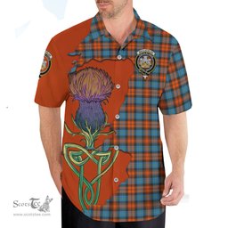 Scottish MacLachlan Ancient Clan Tartan Crest with Thistle and Scotland Map Tartan Plaid Shirt Scottish Plaid Tartan Plaid - ScotsTee - scotstee.com
