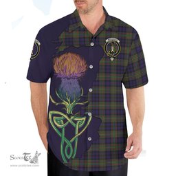 Scottish MacLellan Clan Tartan Crest with Thistle and Scotland Map Tartan Plaid Shirt Scottish Plaid Tartan Plaid - ScotsTee - scotstee.com
