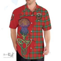Scottish MacLaine of Loch Buie Clan Tartan Crest with Thistle and Scotland Map Tartan Plaid Shirt Scottish Plaid Tartan Plaid - ScotsTee - scotstee.com