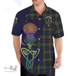Scottish MacLaren Modern Clan Tartan Crest with Thistle and Scotland Map Tartan Plaid Shirt Scottish Plaid Tartan Plaid - ScotsTee - scotstee.com