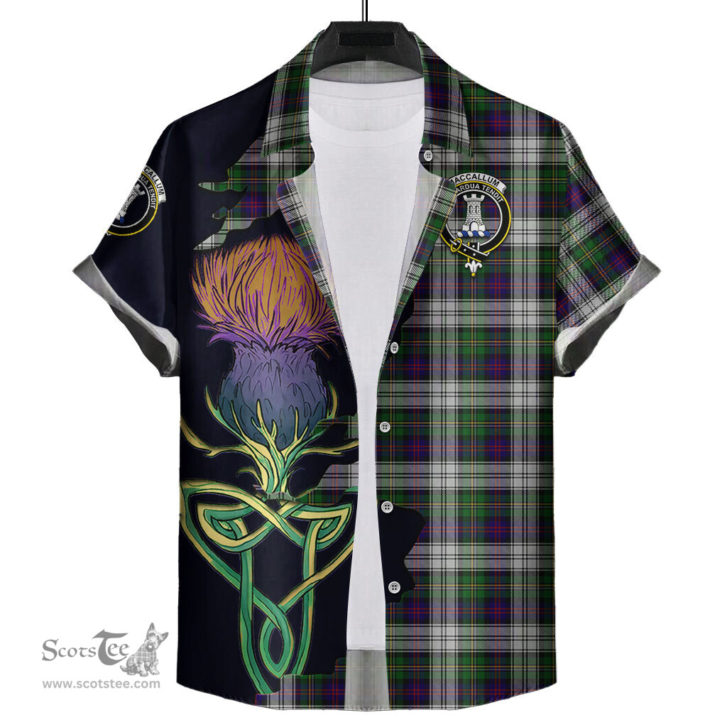 Scottish MacCallum Dress Clan Tartan Crest with Thistle and Scotland Map Tartan Plaid Shirt Scottish Plaid Tartan Plaid - ScotsTee - scotstee.com