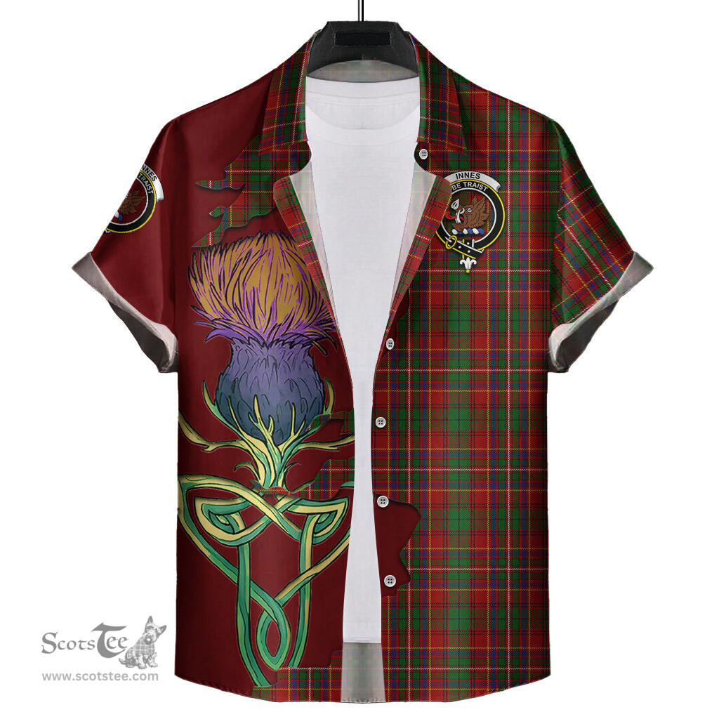 Scottish Innes Clan Tartan Crest with Thistle and Scotland Map Tartan Plaid Shirt Scottish Plaid Tartan Plaid - ScotsTee - scotstee.com