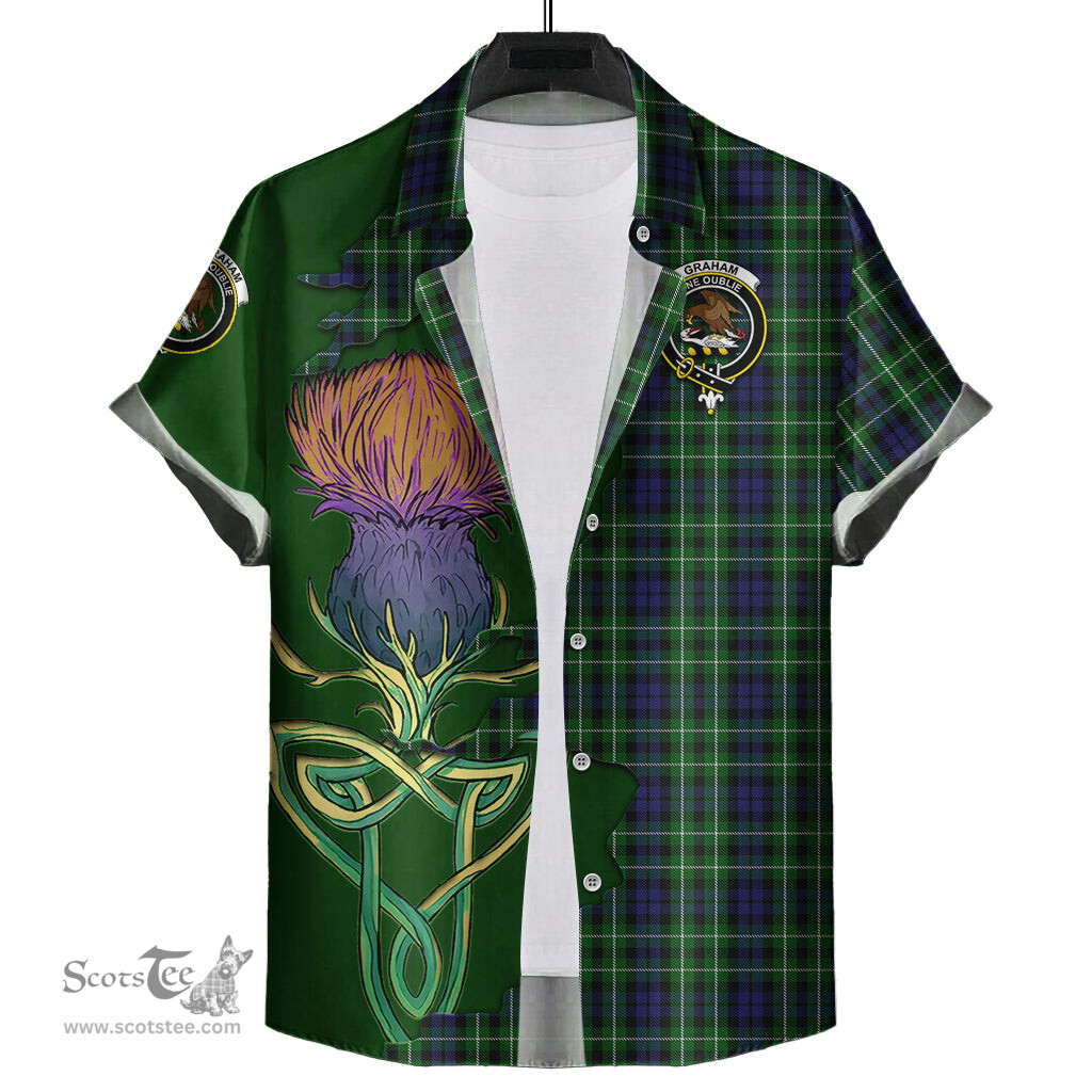Scottish Graham of Montrose Clan Tartan Crest with Thistle and Scotland Map Tartan Plaid Shirt Scottish Plaid Tartan Plaid - ScotsTee - scotstee.com