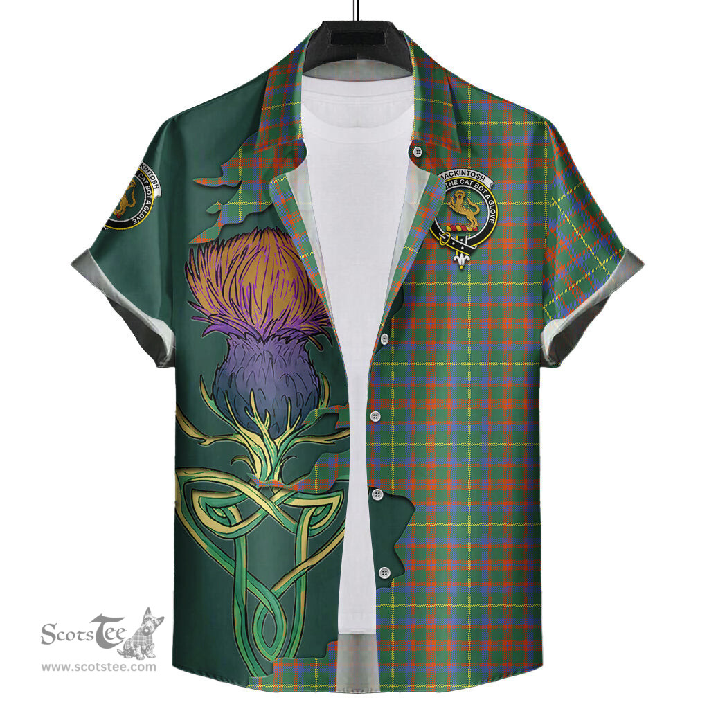 Scottish MacKintosh Hunting Ancient Clan Tartan Crest with Thistle and Scotland Map Tartan Plaid Shirt Scottish Plaid Tartan Plaid - ScotsTee - scotstee.com