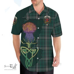 Scottish Kelly of Sleat Hunting Clan Tartan Crest with Thistle and Scotland Map Tartan Plaid Shirt Scottish Plaid Tartan Plaid - ScotsTee - scotstee.com