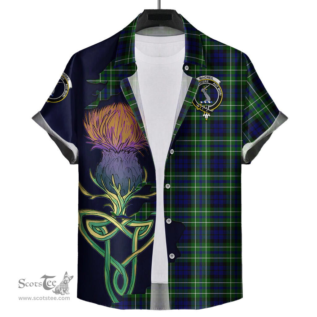Scottish MacNeil of Colonsay Modern Clan Tartan Crest with Thistle and Scotland Map Tartan Plaid Shirt Scottish Plaid Tartan Plaid - ScotsTee - scotstee.com