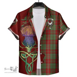 Scottish Leask Clan Tartan Crest with Thistle and Scotland Map Tartan Plaid Shirt Scottish Plaid Tartan Plaid - ScotsTee - scotstee.com