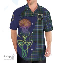 Scottish MacInnes Modern Clan Tartan Crest with Thistle and Scotland Map Tartan Plaid Shirt Scottish Plaid Tartan Plaid - ScotsTee - scotstee.com