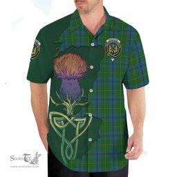 Scottish Johnston Clan Tartan Crest with Thistle and Scotland Map Tartan Plaid Shirt Scottish Plaid Tartan Plaid - ScotsTee - scotstee.com