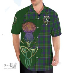 Scottish Hunter of Hunterston Clan Tartan Crest with Thistle and Scotland Map Tartan Plaid Shirt Scottish Plaid Tartan Plaid - ScotsTee - scotstee.com