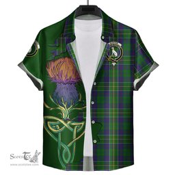 Scottish Hunter of Hunterston Clan Tartan Crest with Thistle and Scotland Map Tartan Plaid Shirt Scottish Plaid Tartan Plaid - ScotsTee - scotstee.com
