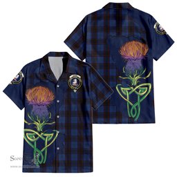 Scottish Home (Hume) Clan Tartan Crest with Thistle and Scotland Map Tartan Plaid Shirt Scottish Plaid Tartan Plaid - ScotsTee - scotstee.com