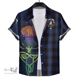 Scottish Home (Hume) Clan Tartan Crest with Thistle and Scotland Map Tartan Plaid Shirt Scottish Plaid Tartan Plaid - ScotsTee - scotstee.com