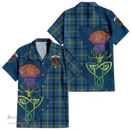 Scottish Laing Clan Tartan Crest with Thistle and Scotland Map Tartan Plaid Shirt Scottish Plaid Tartan Plaid - ScotsTee - scotstee.com