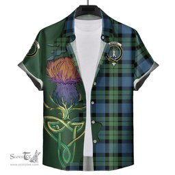 Scottish MacKay Ancient Clan Tartan Crest with Thistle and Scotland Map Tartan Plaid Shirt Scottish Plaid Tartan Plaid - ScotsTee - scotstee.com